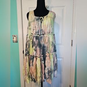 Easel Sleeveless Tie-Dye Tiered Summer Dress Women's Size Sml